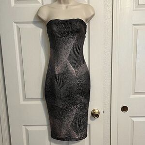 G by Guess Metallic Black and Rose Gold Bodycon Dress Size Small
